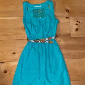 Teal dress with belt